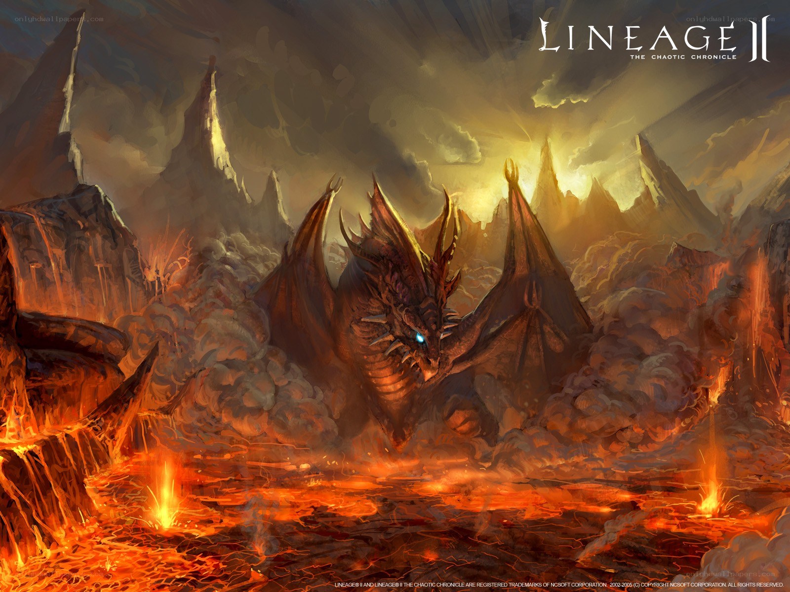 Dragon in a volcanic landscape