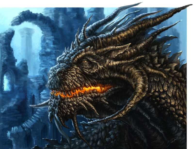 dragon in ancient ruins