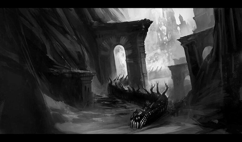 Dragon in Ancient Ruins — Black