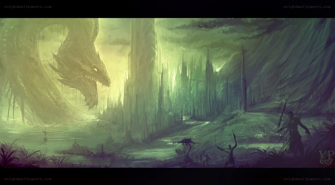 dragon in ancient ruins