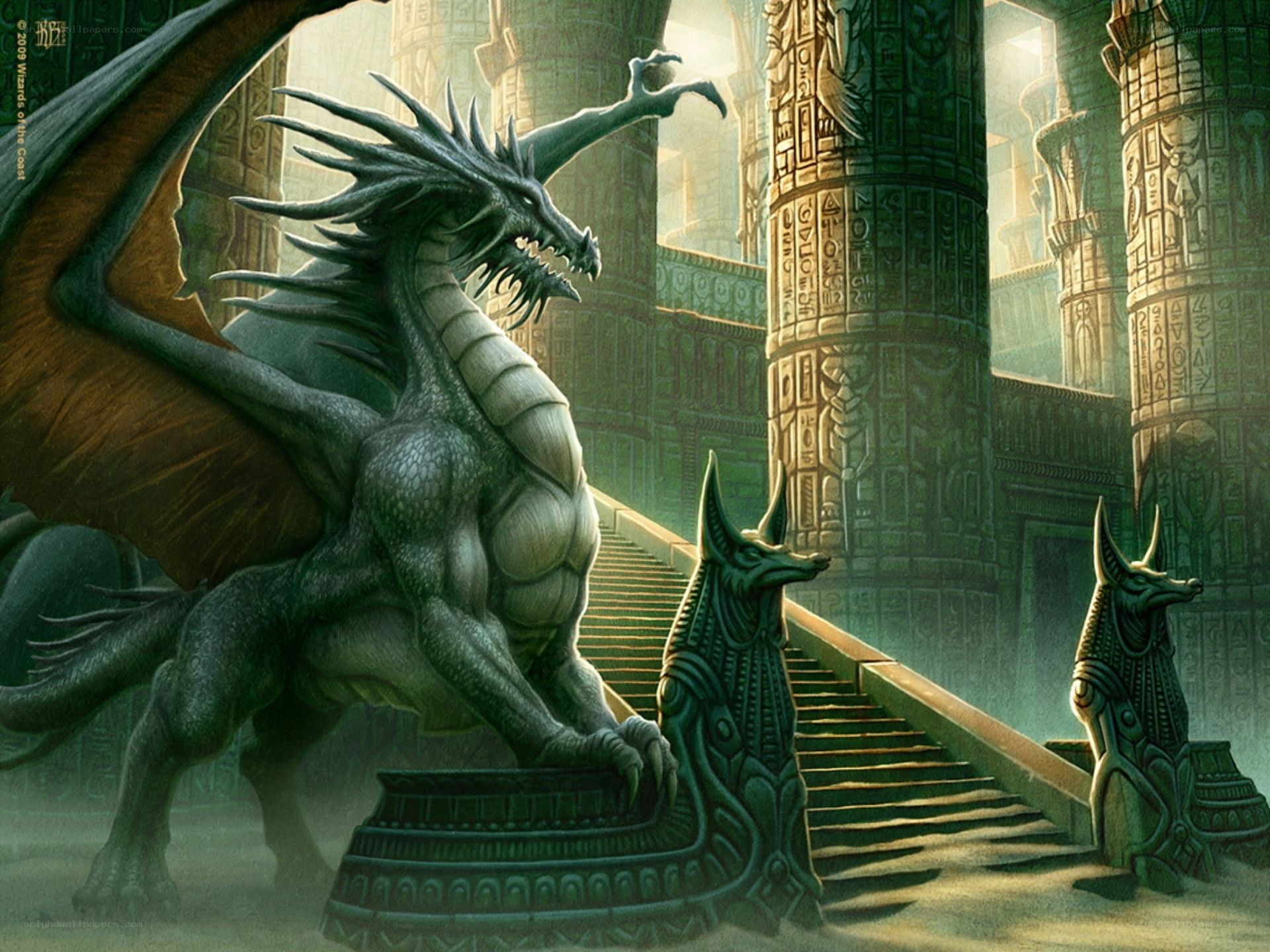 Dragon in ancient temple