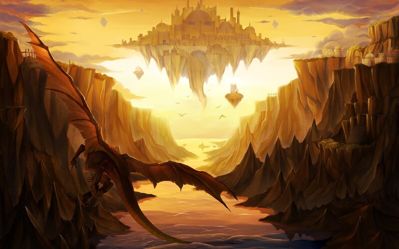 Dragon in Canyon — Yellow, Dramatic