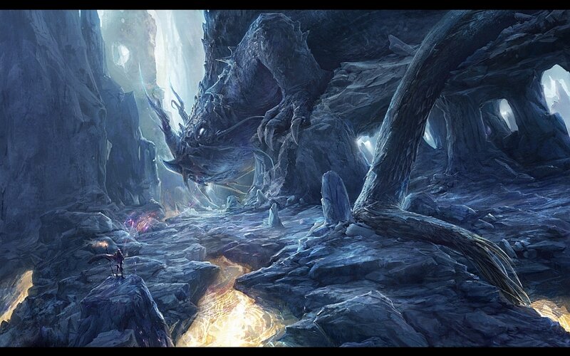 Dragon in Cave — Blue, Dramatic