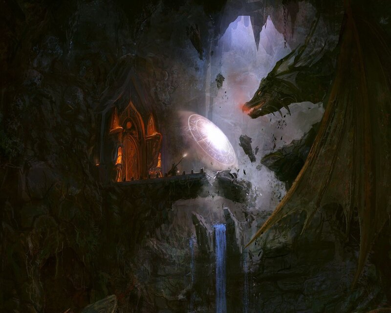 Dragon in Cave — Dark Gray