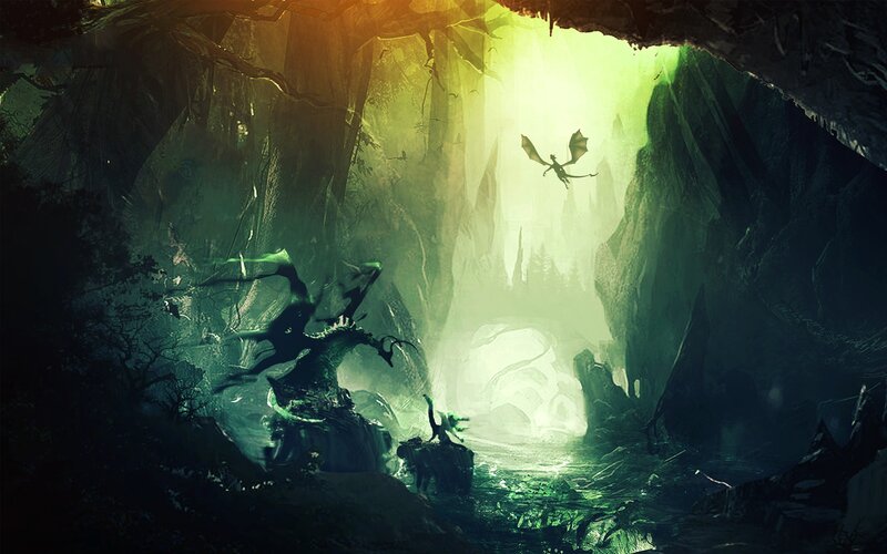 Dragon in Cave — Green