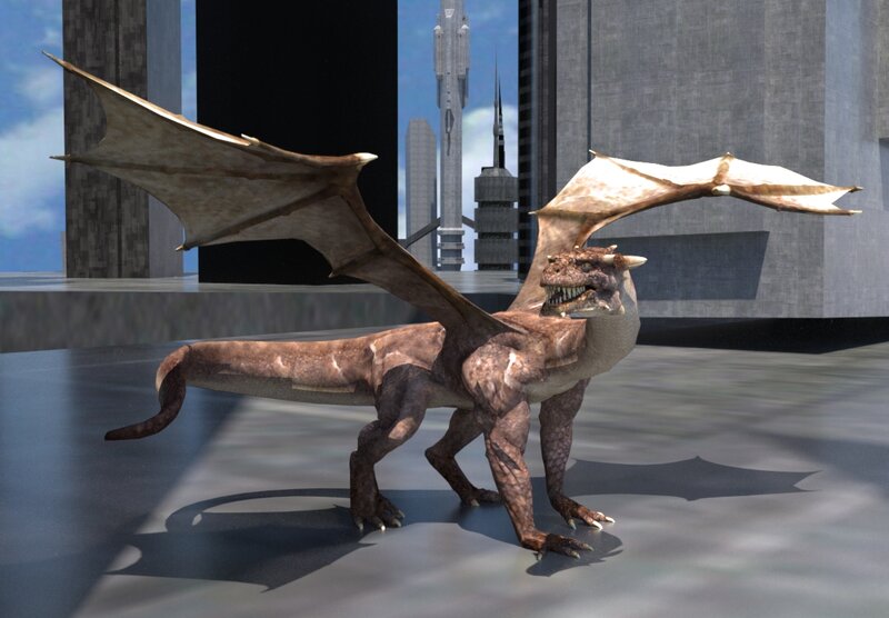Dragon in City — Brown