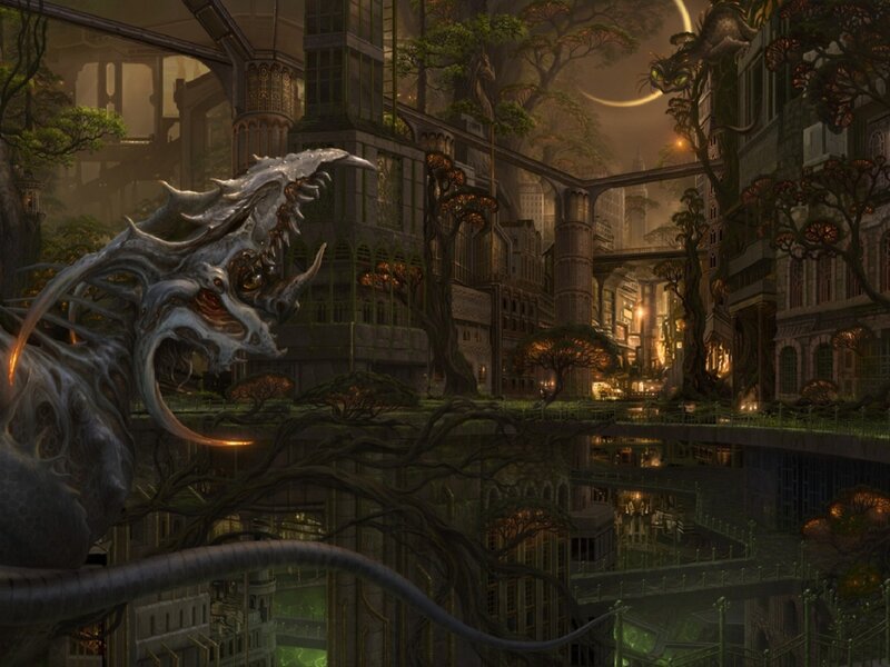 Dragon in City — Gray