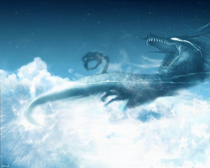 Dragon in Clouds — Blue