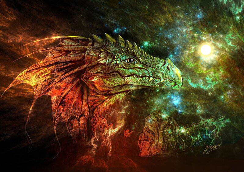 dragon in cosmic landscape