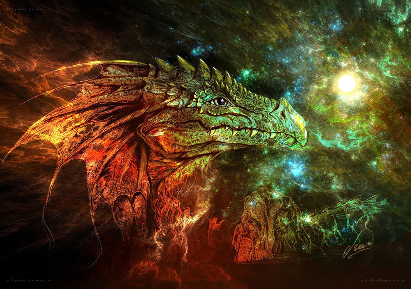 dragon in cosmic landscape