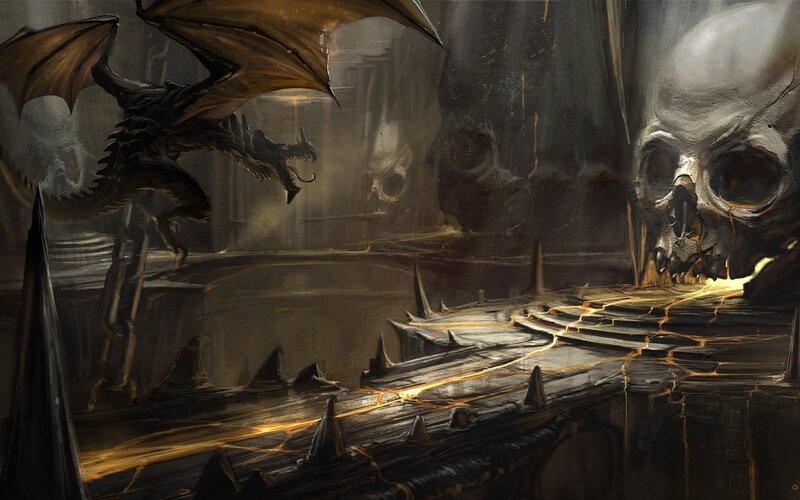 Dragon in Dark Cavern — Black