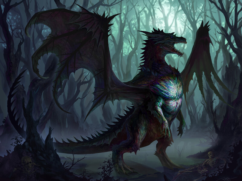Dragon in Dark Forest — Green