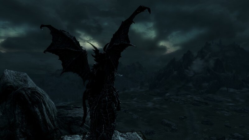Dragon in dark landscape