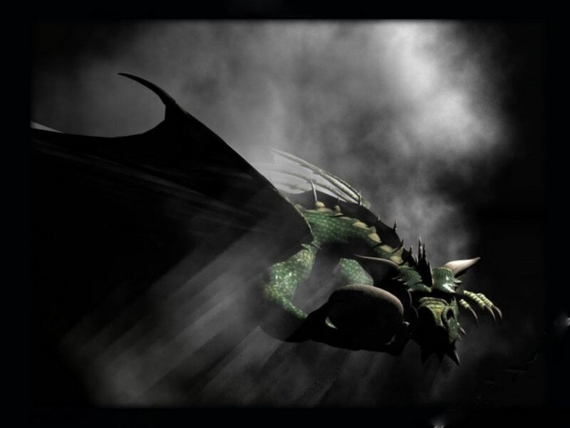dragon in dark mist