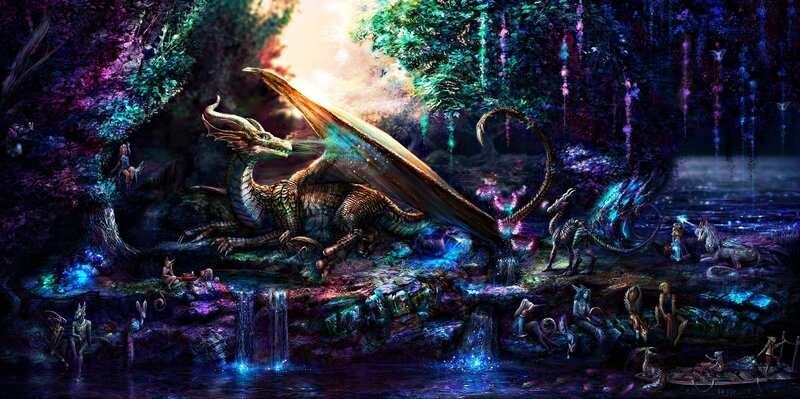 Dragon in Enchanted Forest