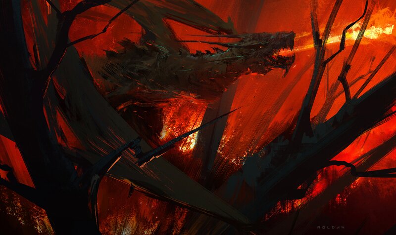 Dragon in Fiery Cave — Red