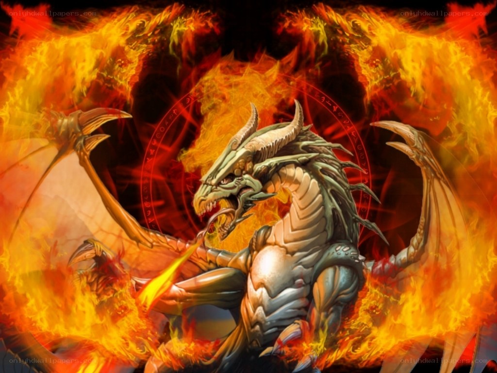 dragon in fiery inferno
