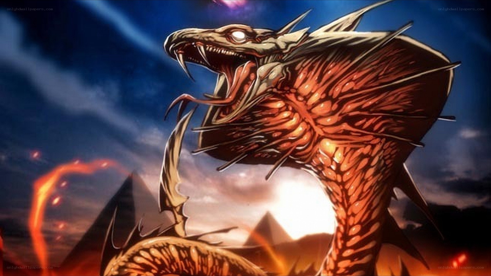 dragon in fiery landscape
