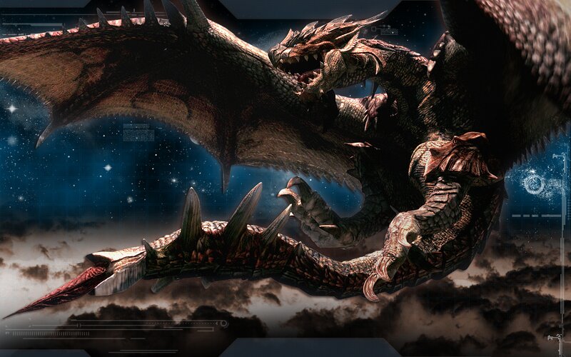 Dragon in Flight — Brown, Dramatic, Night