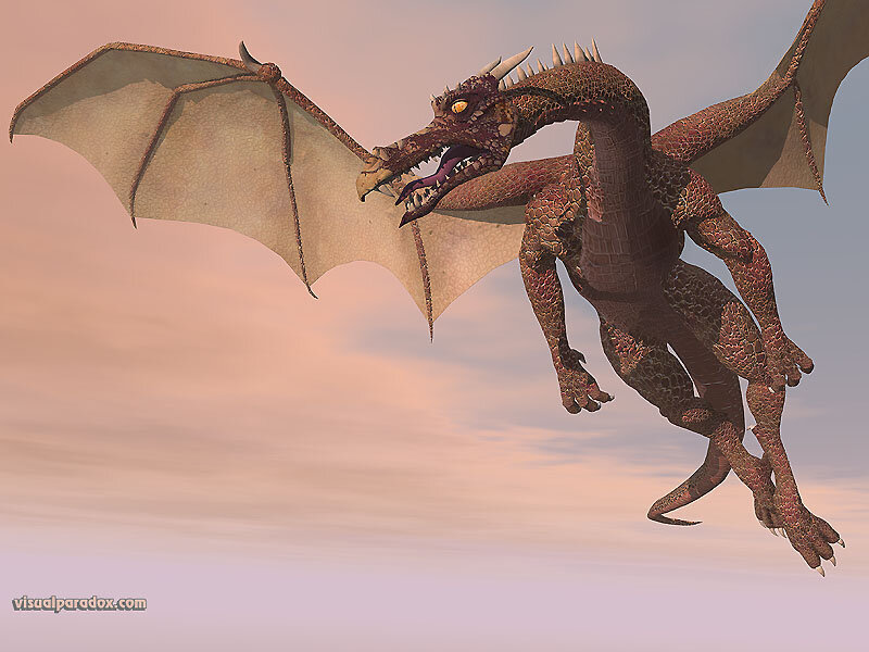 Dragon in Flight — Brown, Dramatic