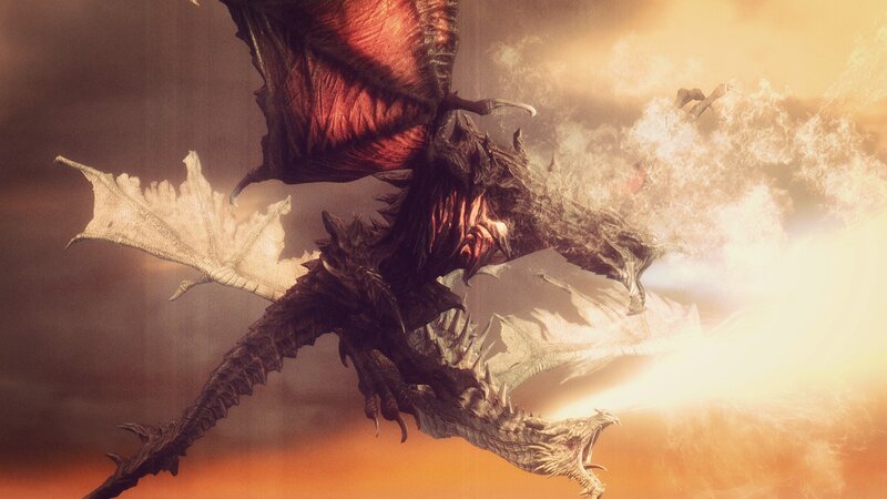 Dragon in Flight — Orange, Dramatic, Sunset