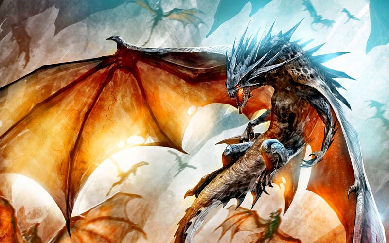 Dragon in Flight — Orange, Dramatic