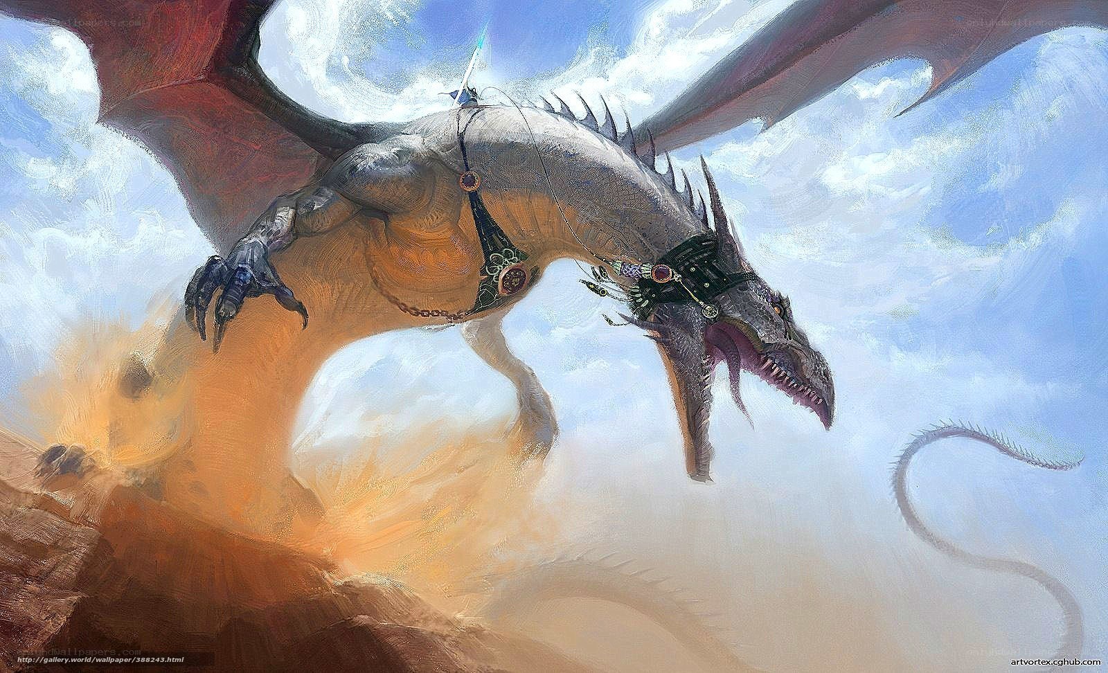 dragon in flight with rider