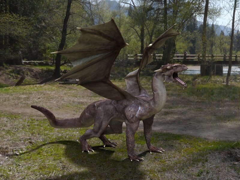Dragon in Forest — Brown, Dramatic