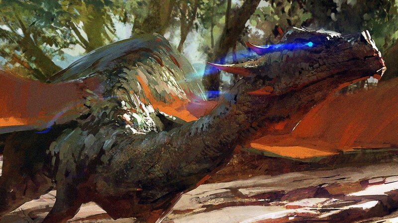dragon in forest clearing