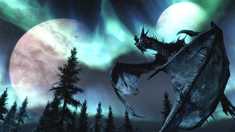 Dragon in Forest — Green, Dramatic, Night
