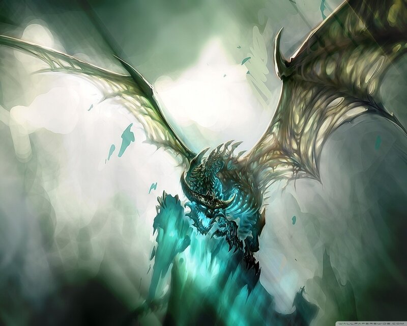 dragon in glowing mist