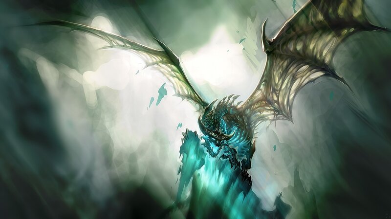 dragon in glowing mist