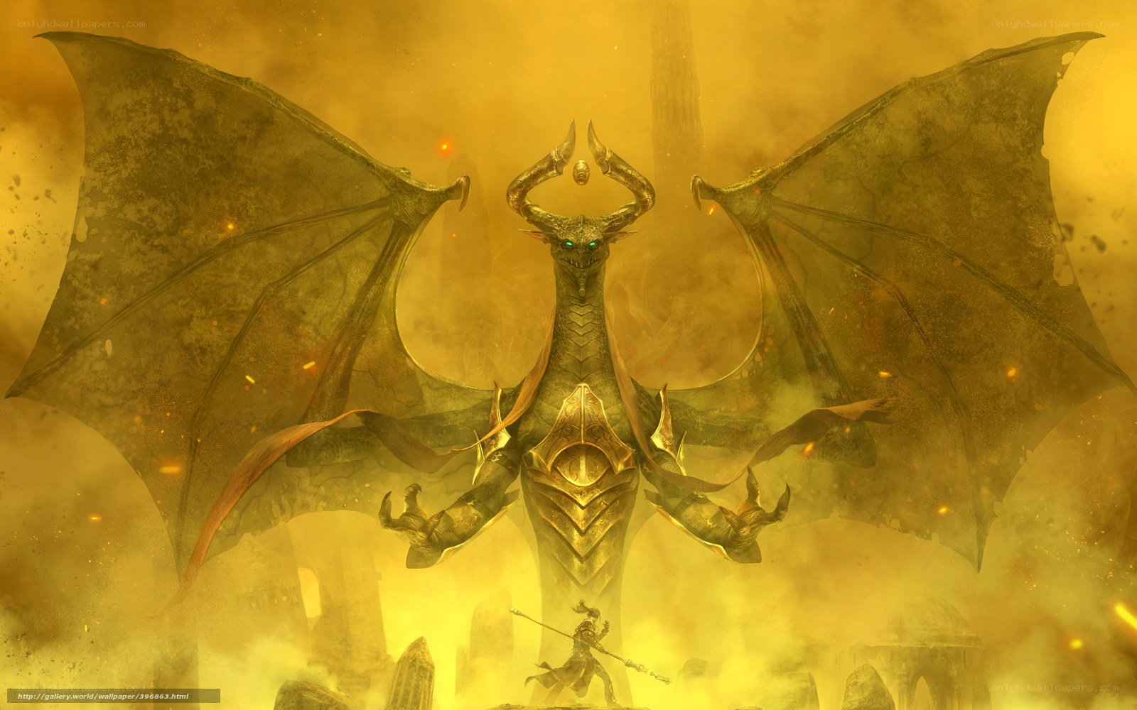 dragon in golden storm