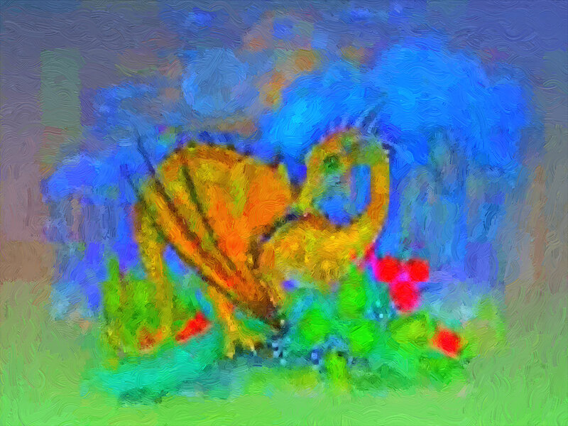 Dragon in Grass — Blue