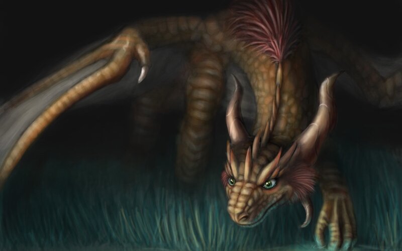 Dragon in Grass — Brown