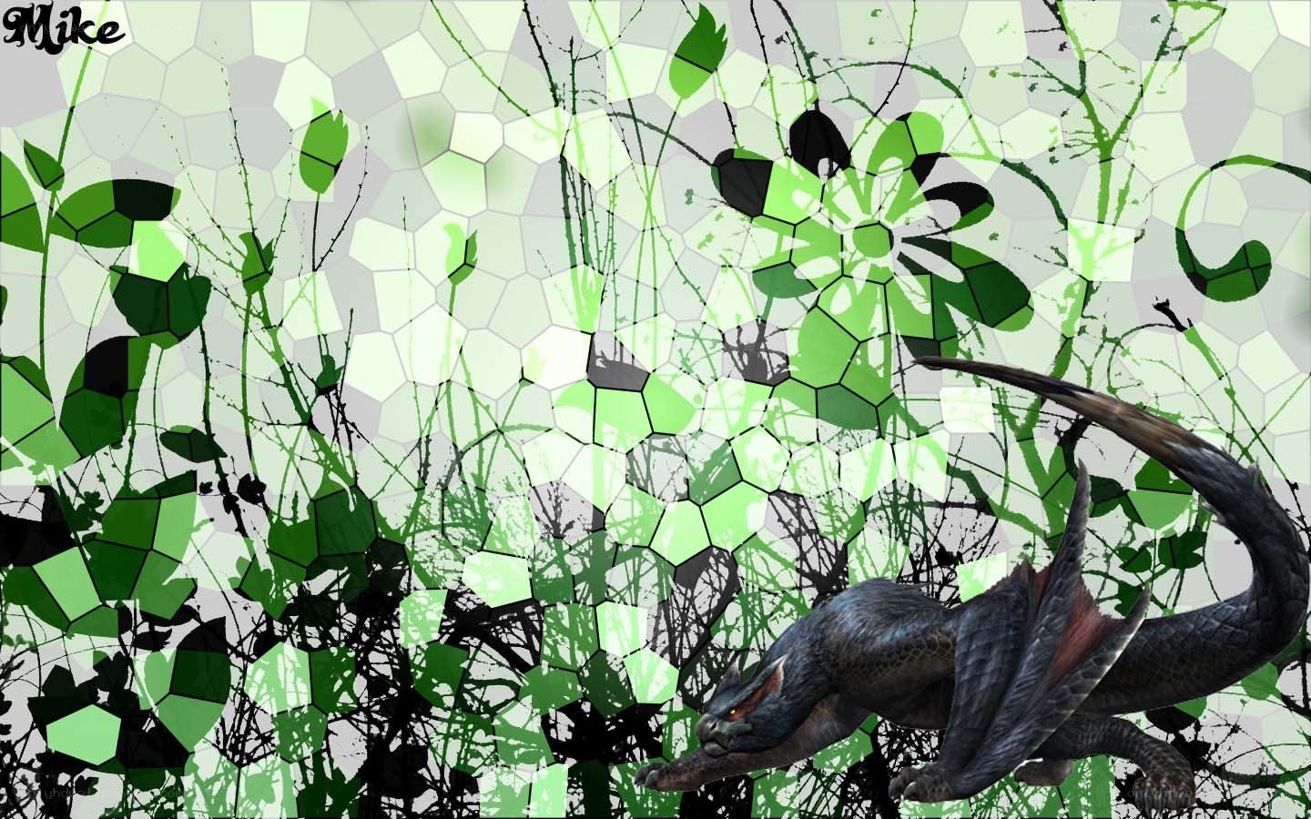 dragon in green mosaic