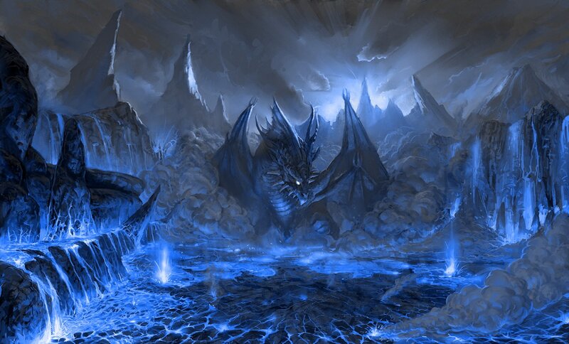 Dragon in Icy Cavern — Blue