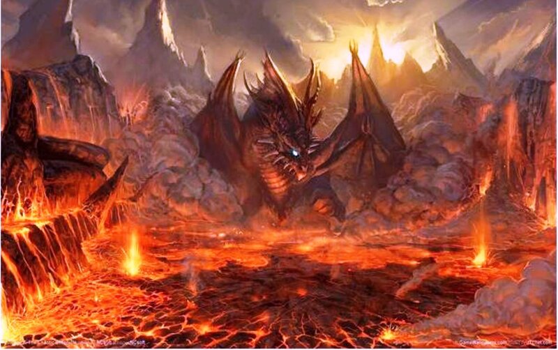 Dragon in Lava Field