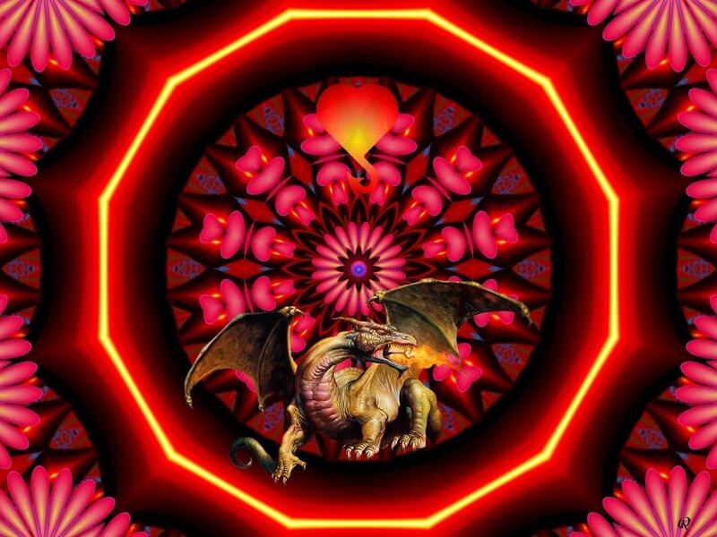 Dragon in Mandala — Red