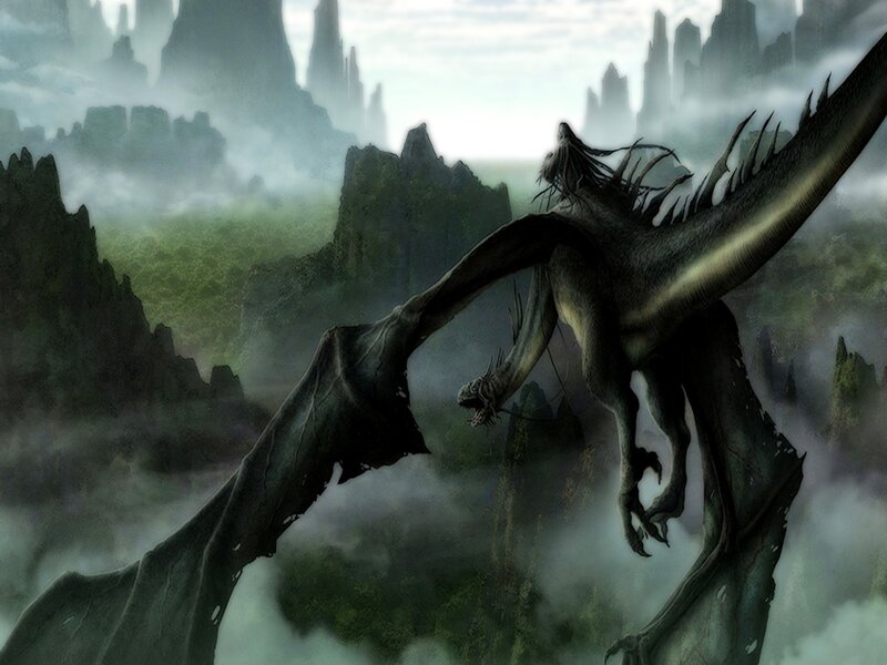 Dragon in Misty Mountains — Green