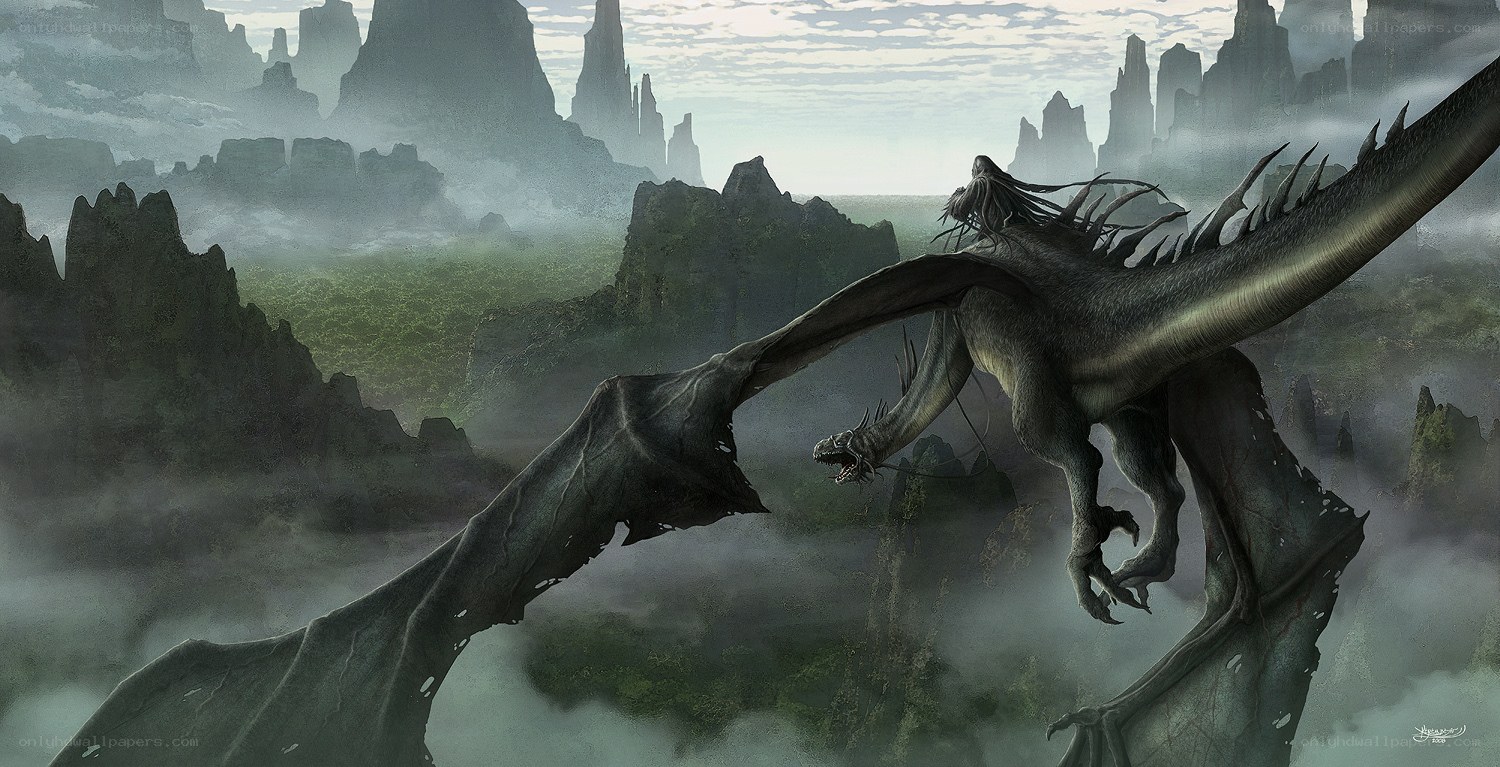 dragon in misty mountains