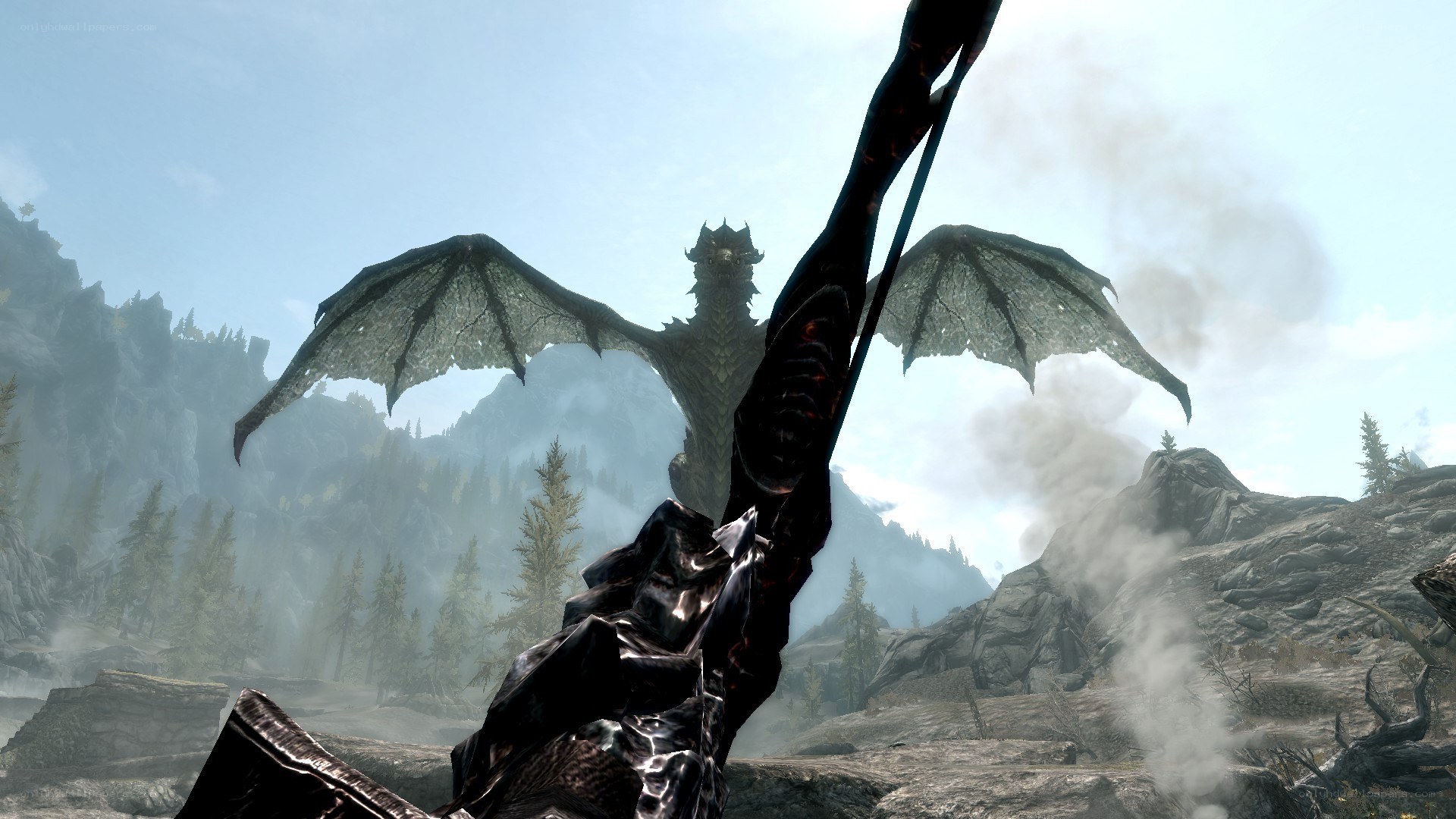 dragon in mountain landscape