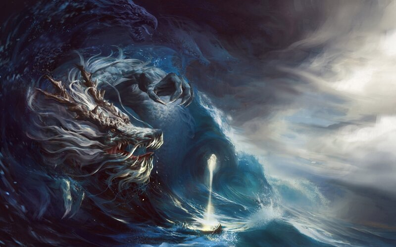 Dragon in Ocean Wave