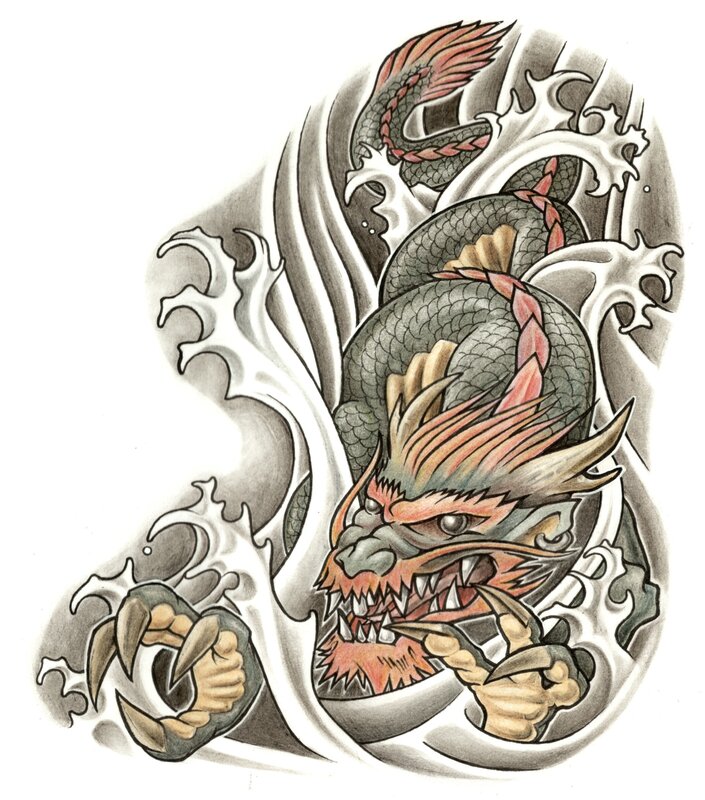 Dragon in Ocean Waves