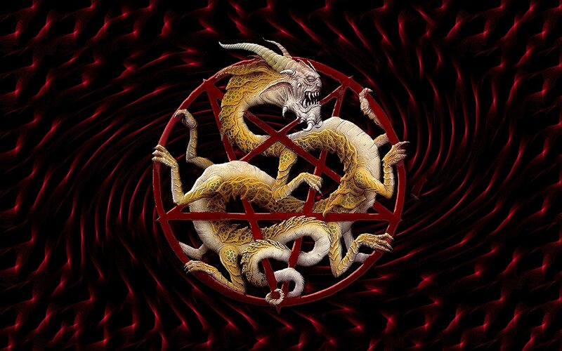 dragon in pentagram symbol