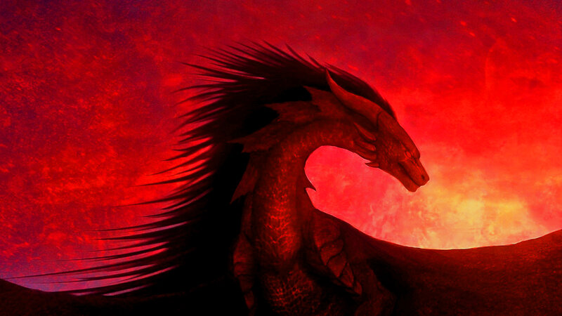 Dragon in Red Sky