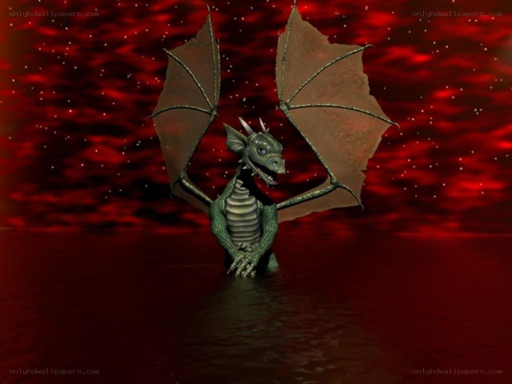 dragon in red water