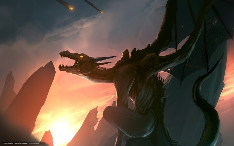 Dragon in Rocky Landscape — Orange