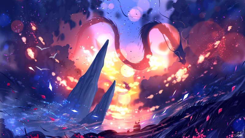Dragon in Sky — Purple, Dramatic