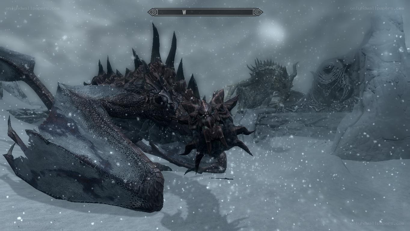 dragon in snowy landscape